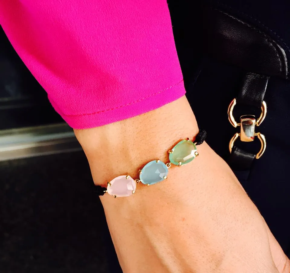 Pulsera Plata con baño de Oro y piedras hidrotermales