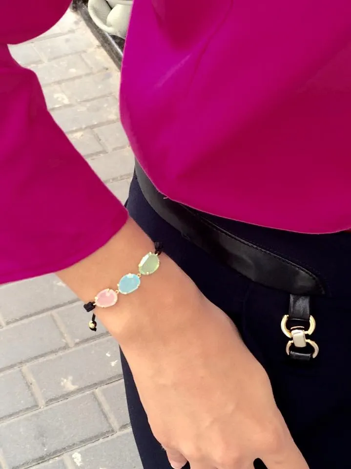 Pulsera Plata con baño de Oro y piedras hidrotermales