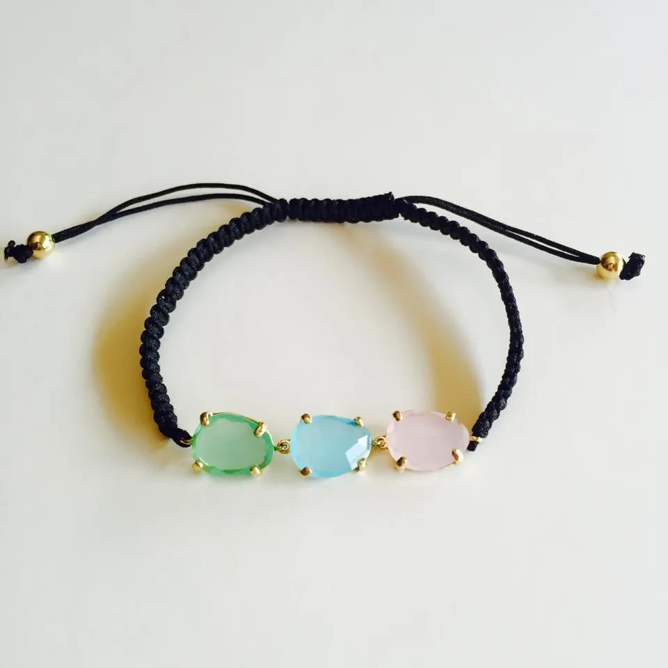 Pulsera Plata con baño de Oro y piedras hidrotermales