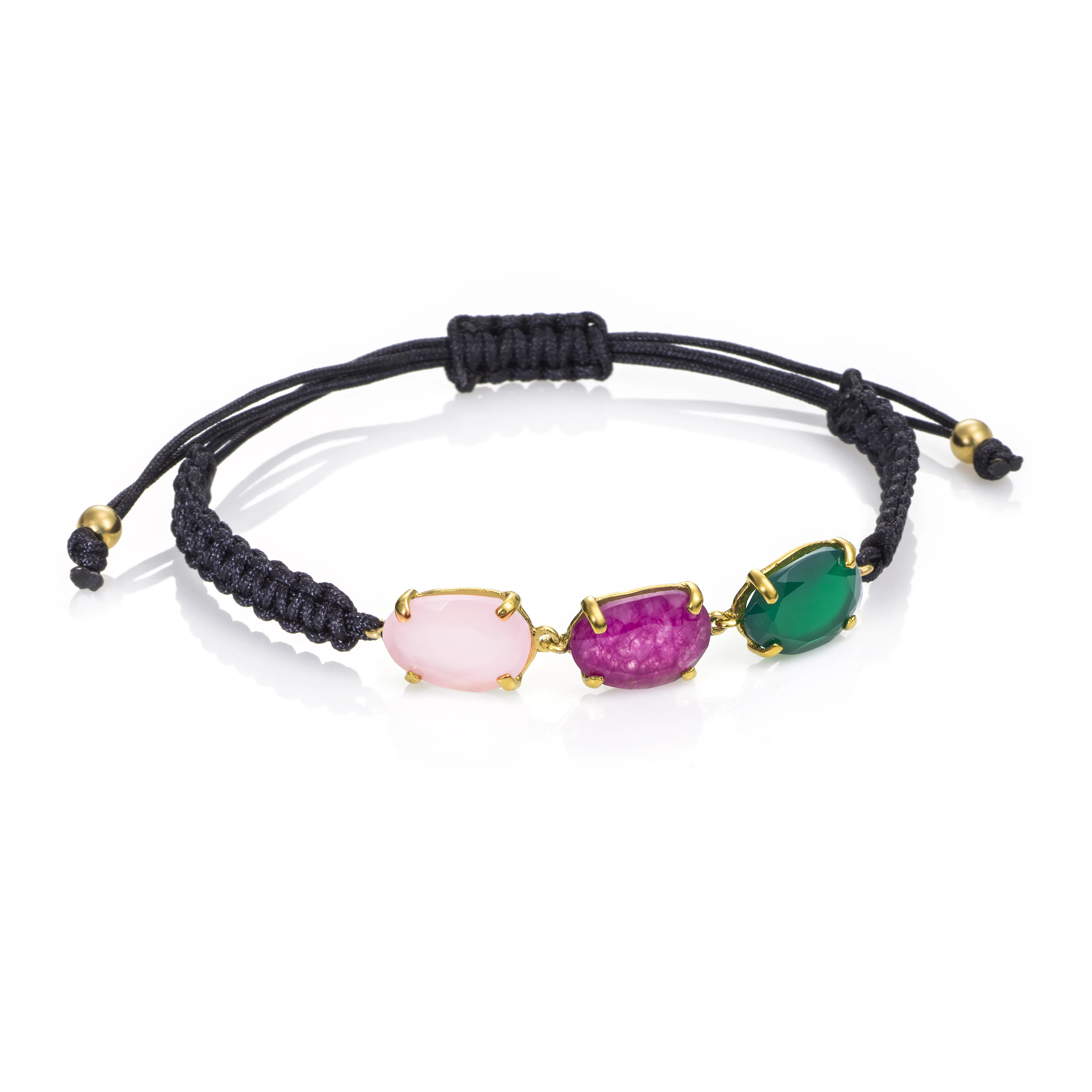 Pulsera Plata con baño de Oro y piedras hidrotermales