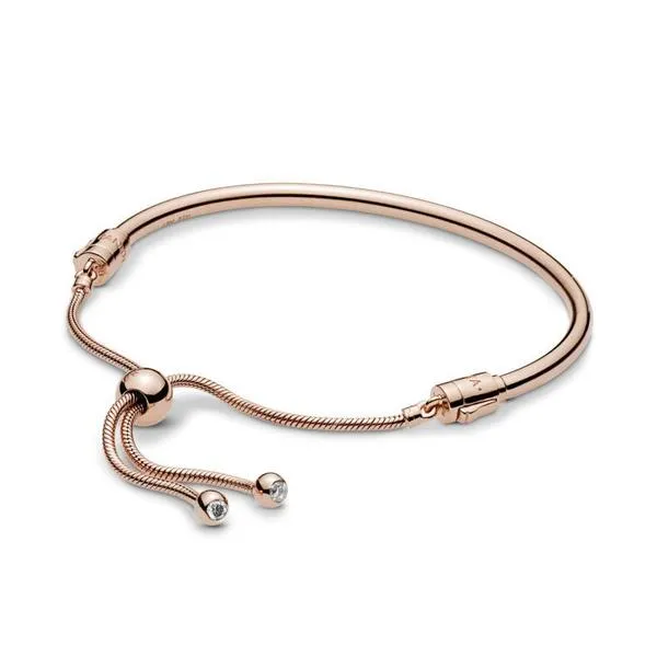 pulsera rose pandora rigida lisa ajustable