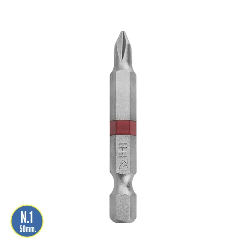 Puntas Largas Destornillador Phillips Nº 1 (2 Piezas). Acero S2 al Cromo Vanadio. Puntas Hexagonales, Destorpuntas,