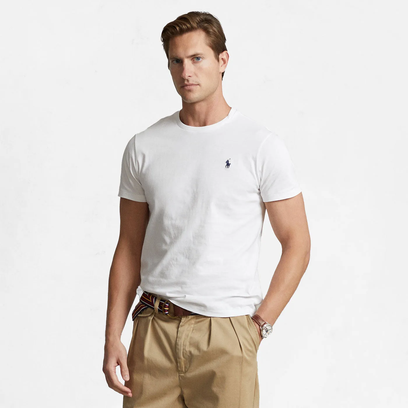 RALPH LAUREN TSHIRT CUSTOM FIT WHITE SSL KNT
