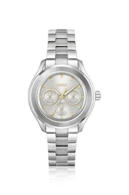 Reloj con pulsera de eslabones y esfera gris