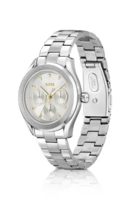 Reloj con pulsera de eslabones y esfera gris