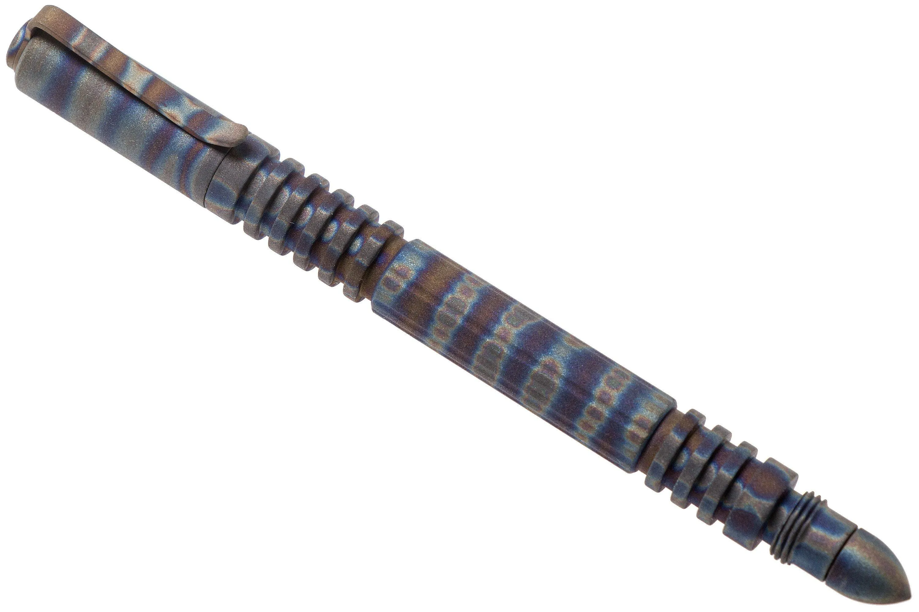 Rick Hinderer Investigator bolígrafo Titanium Flamed, bolígrafo táctico