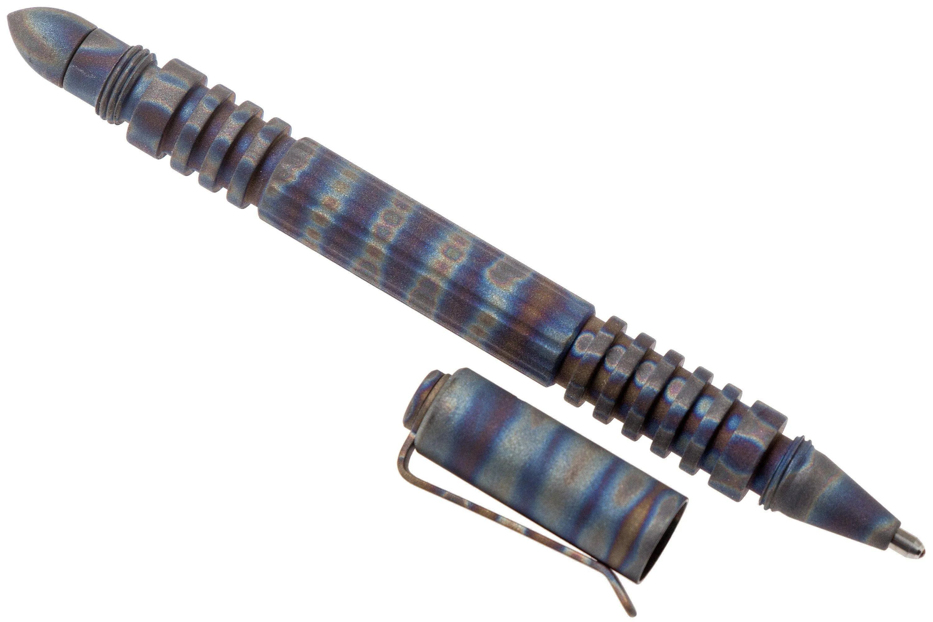 Rick Hinderer Investigator bolígrafo Titanium Flamed, bolígrafo táctico
