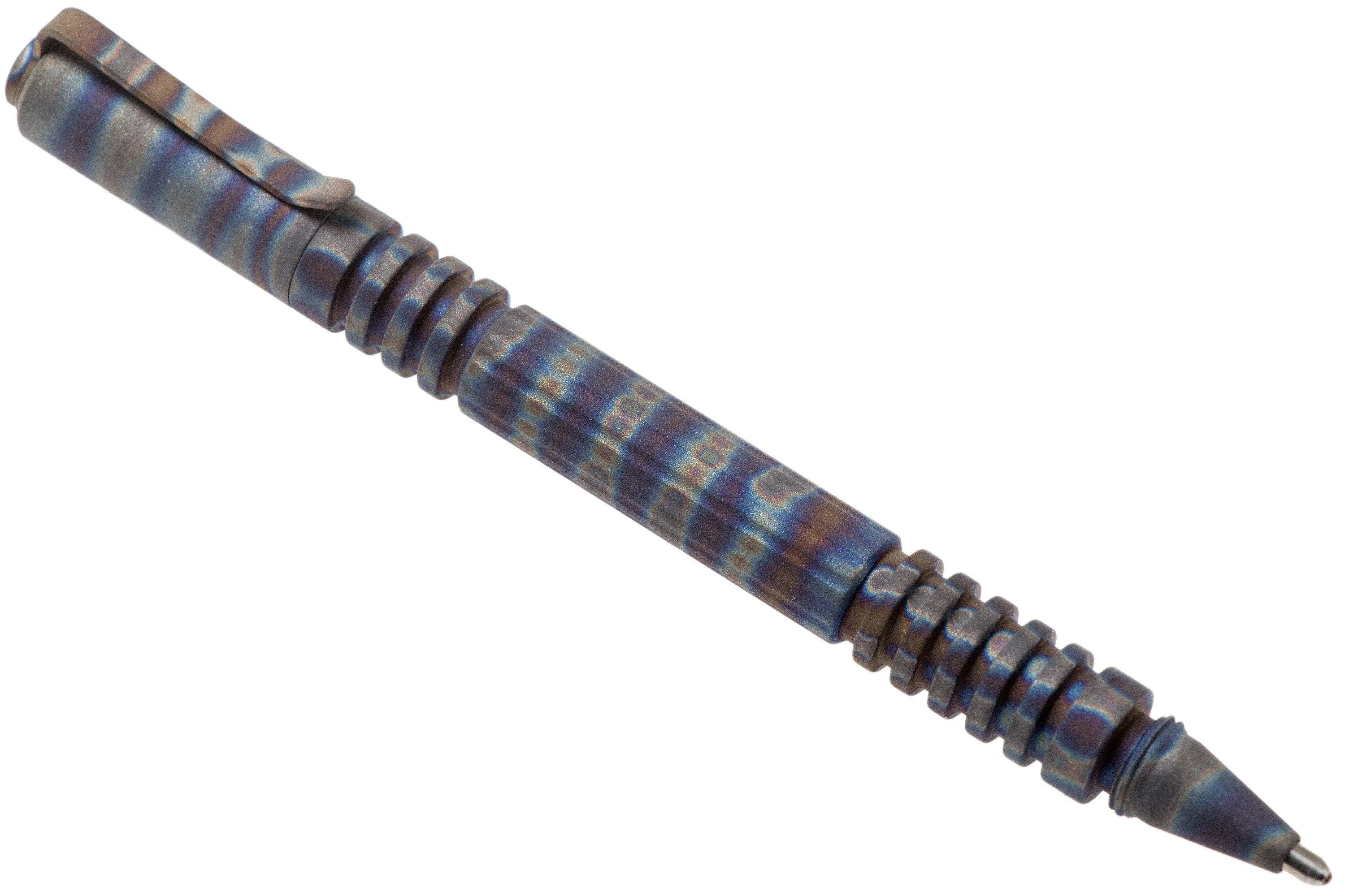 Rick Hinderer Investigator bolígrafo Titanium Flamed, bolígrafo táctico