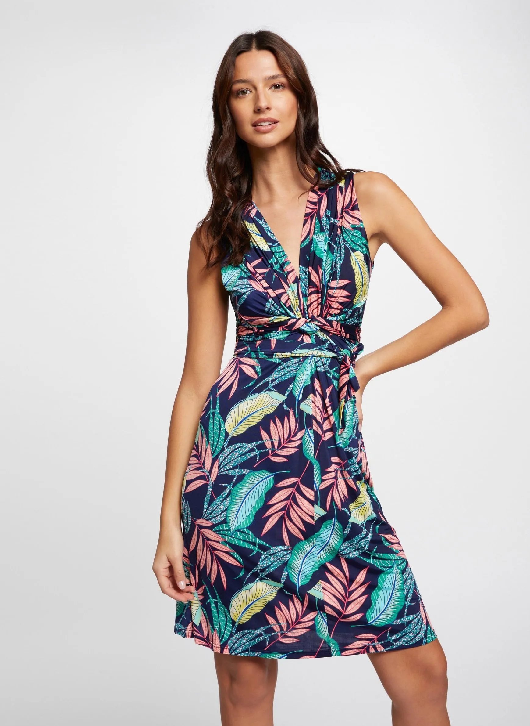 RINISA  VESTIDO CORTO AJUSTADO ESTAMPADO EN MULTICOLOR