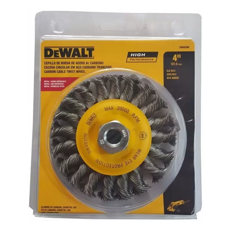 RUEDA TRENZADA 4" X M14  0.20" 0.5MM CARBON DW4930M DEWALT