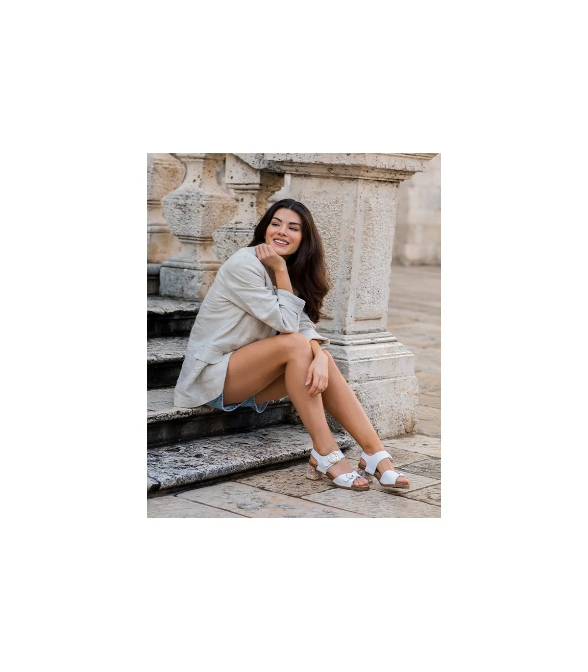 Sandalia de tacón Zahara 011 blanco