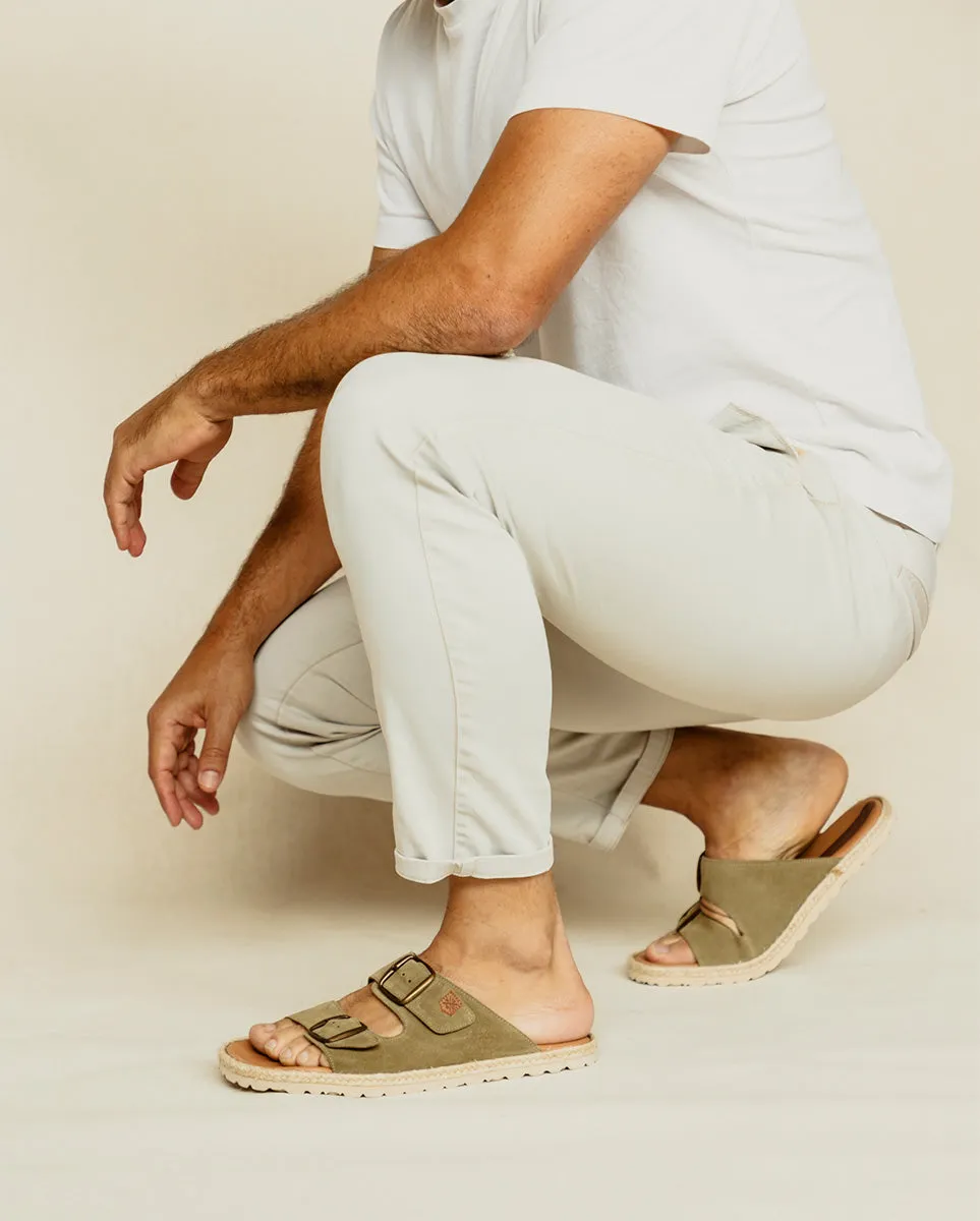 Sandalia Plana Icacos Serraje Kaki