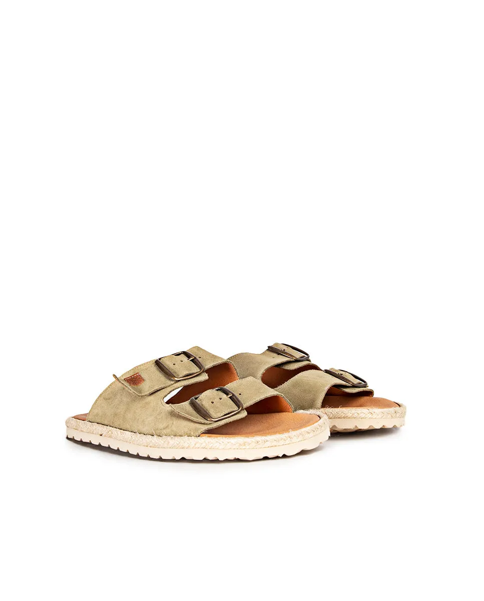 Sandalia Plana Icacos Serraje Kaki