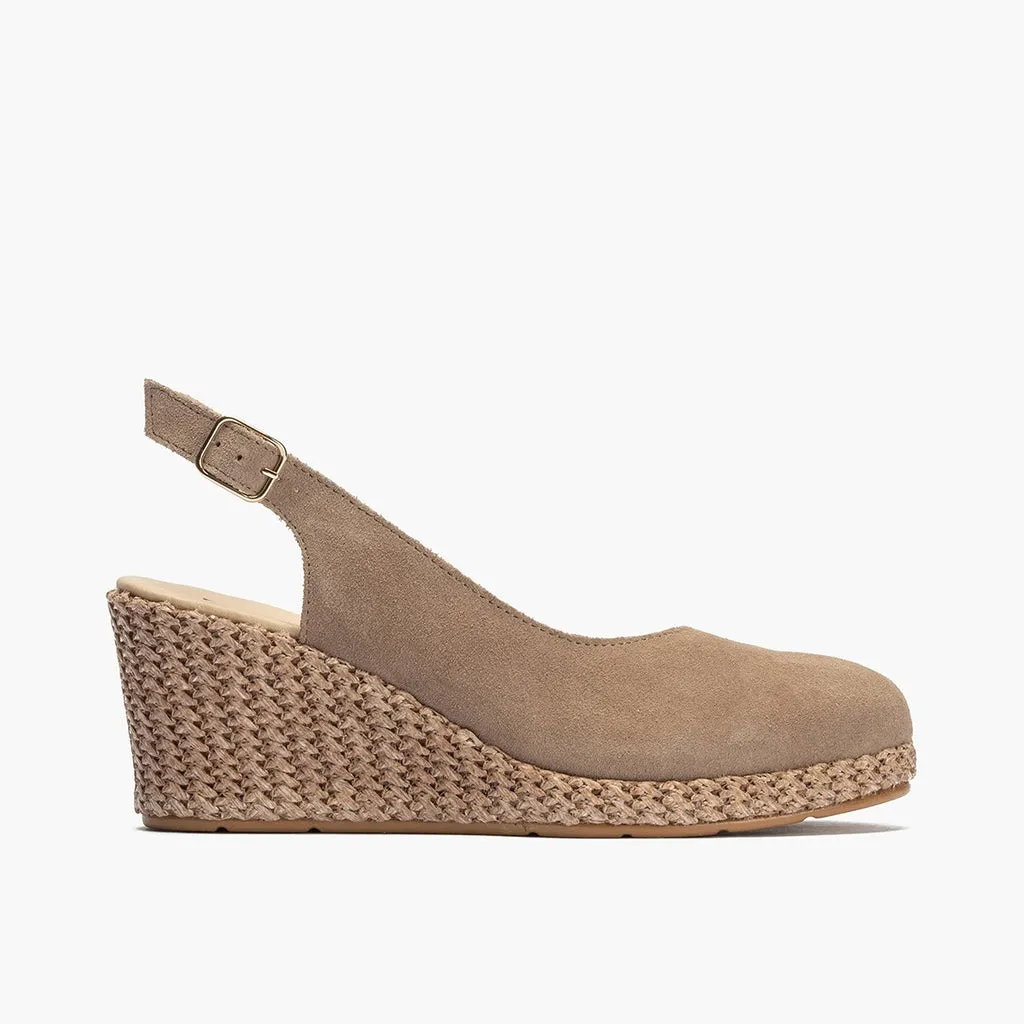 Sandalia salón alta serraje BEIGE