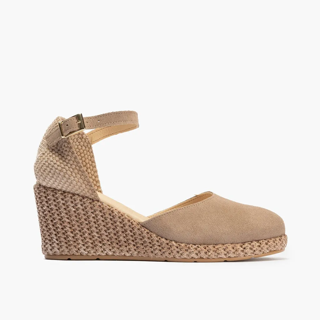 Sandalia valenciana alta hueco redondo serraje BEIGE