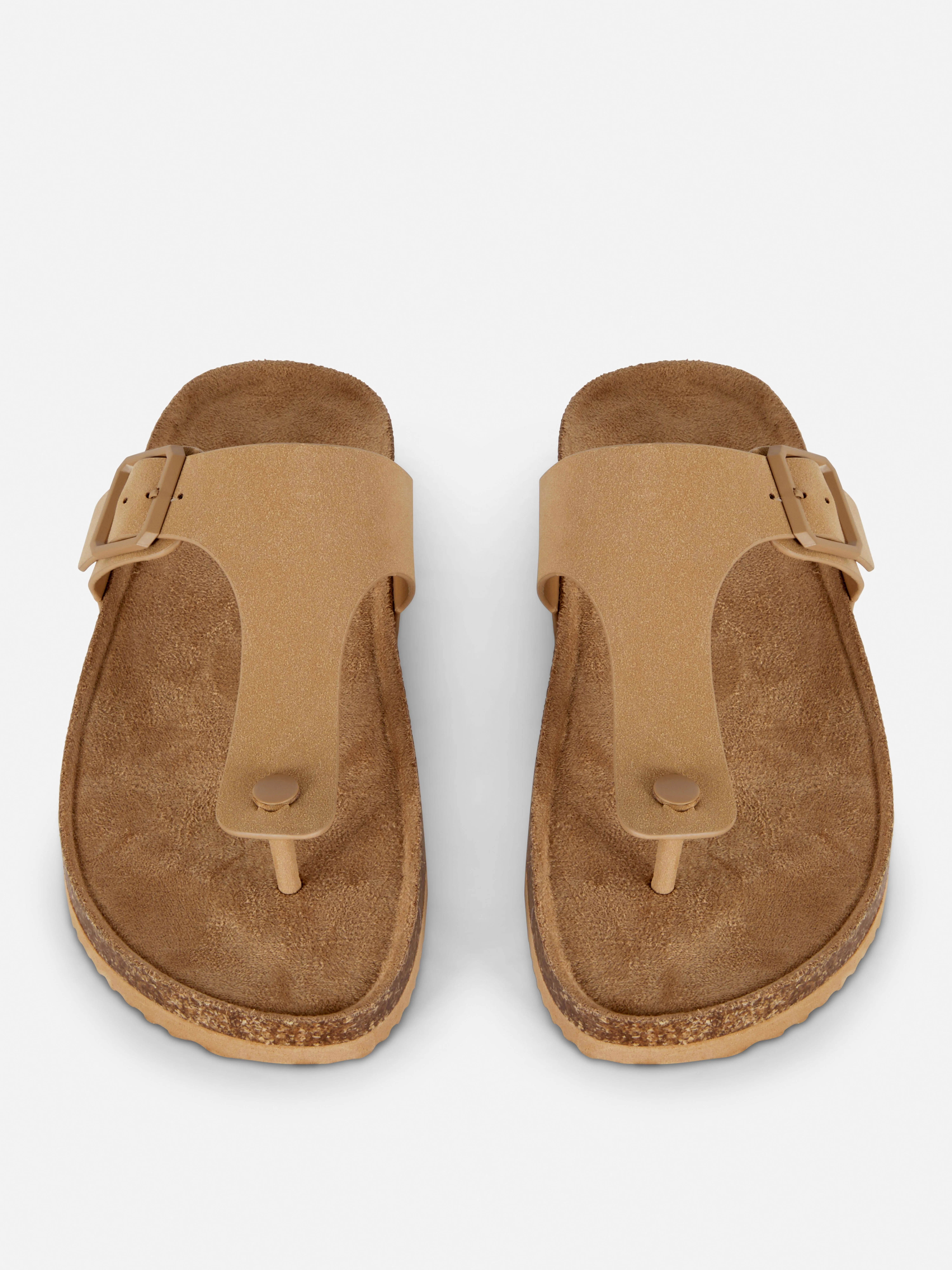Sandalias con tiras en «T» y plantilla de corcho