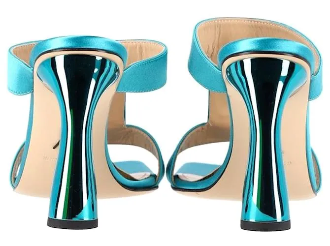 Sandalias tipo chinelas con tira en T Jewel de Paul Andrew en satén azul 
