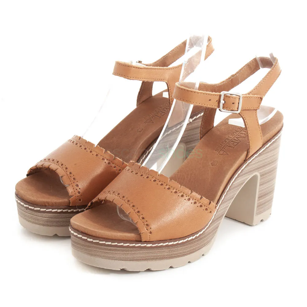 Sandálias CARMELA Salto Pele Camel