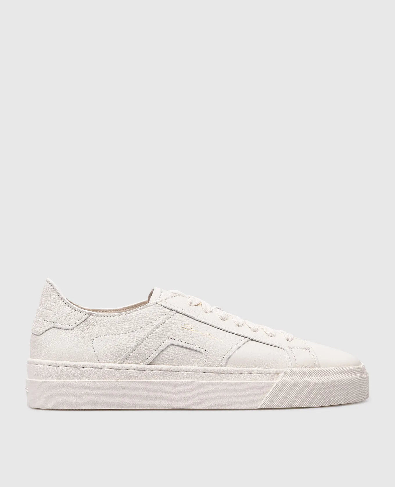 Santoni Beige leather trainers with logo
