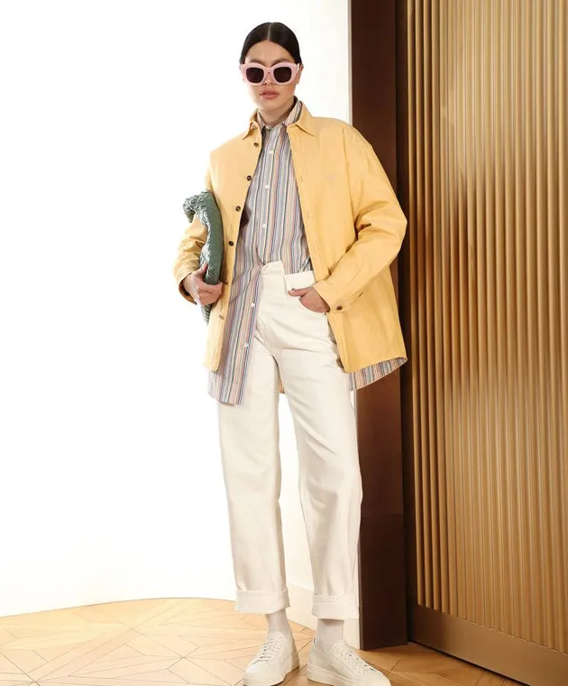 Santoni Beige leather trainers with logo