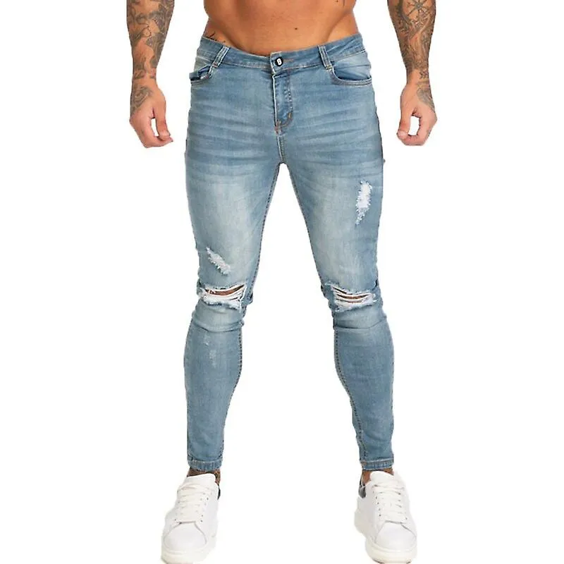 Skinny Jeans Men Blue Denim Pants Male Hip Hop Mens Trous