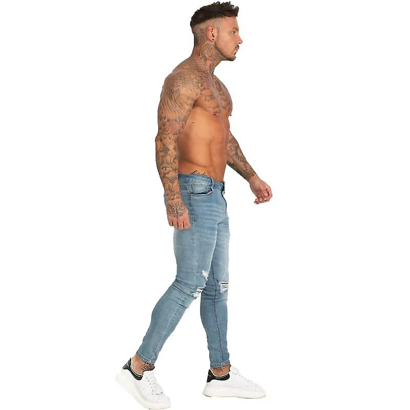 Skinny Jeans Men Blue Denim Pants Male Hip Hop Mens Trous