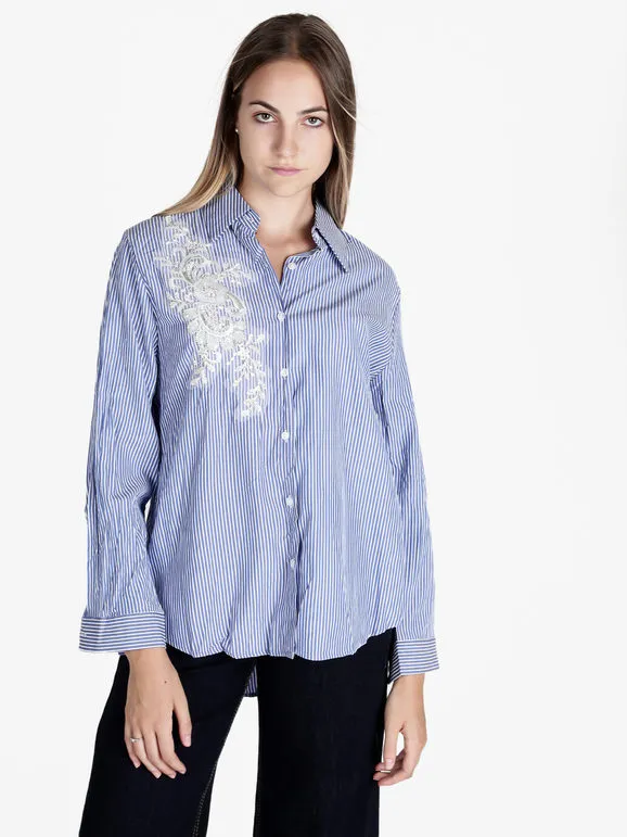 Solada Camisa de mujer a rayas con abalorios