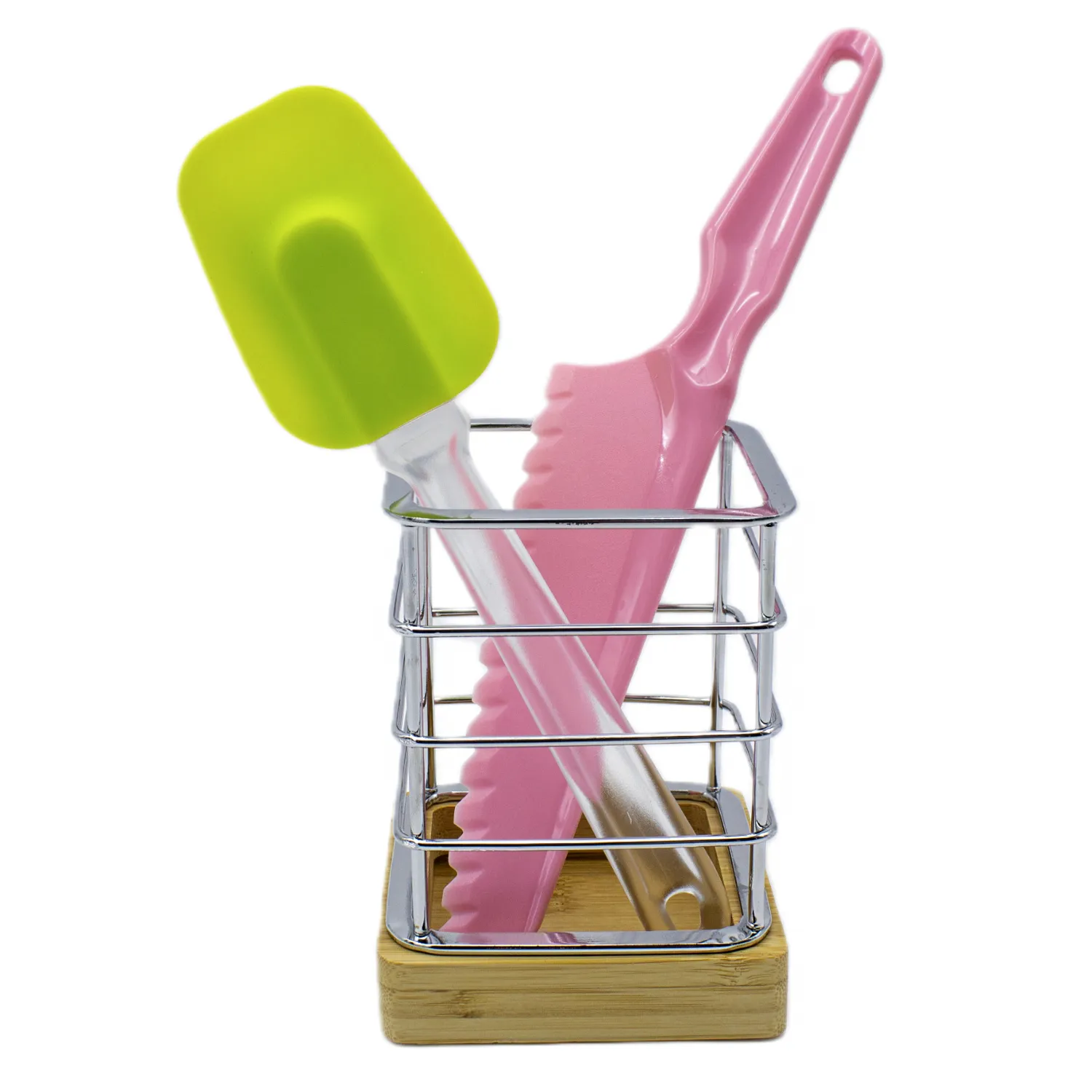 Soporte Para Utensilios De Cocina De Metal Y Madera
