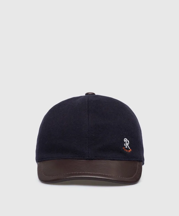 Stefano Ricci Children's blue cashmere and deerskin cap