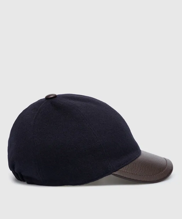 Stefano Ricci Children's blue cashmere and deerskin cap