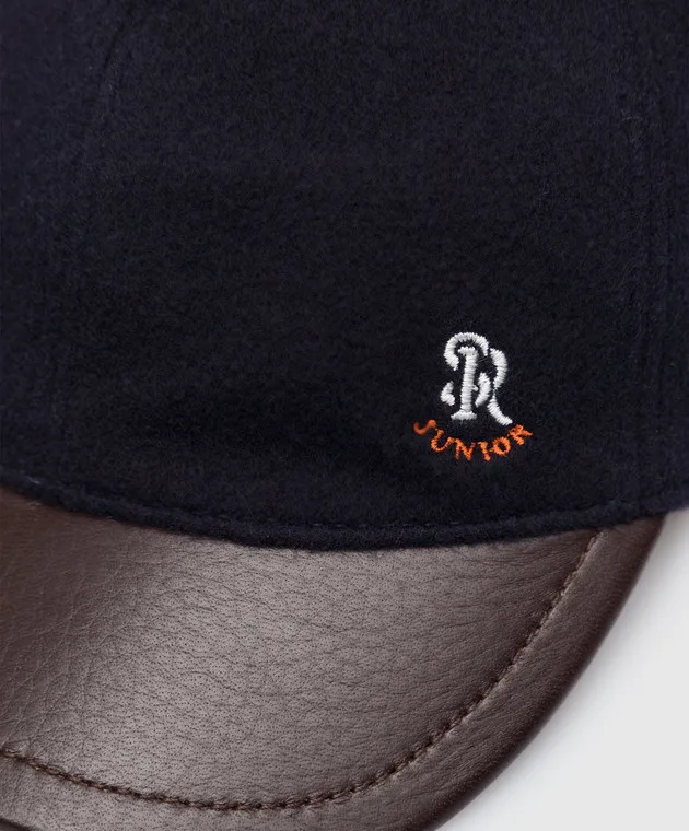 Stefano Ricci Children's blue cashmere and deerskin cap