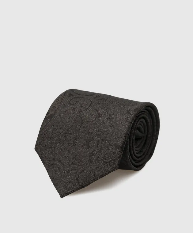 Stefano Ricci Children's silk dark gray patterned tie