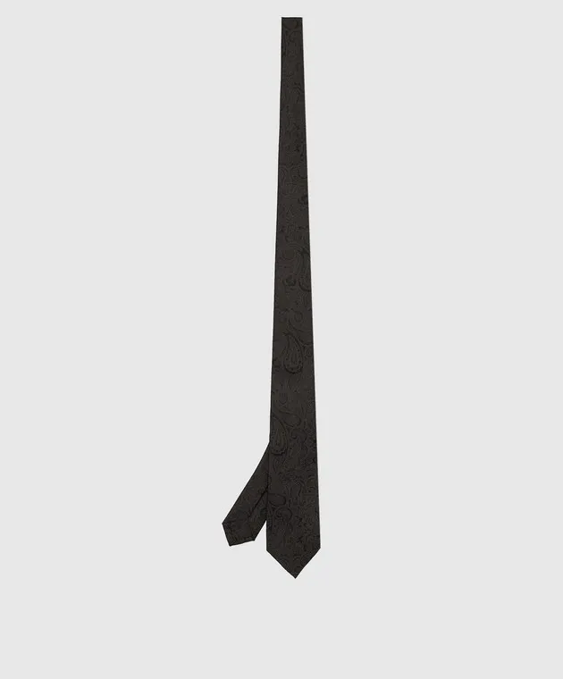Stefano Ricci Children's silk dark gray patterned tie