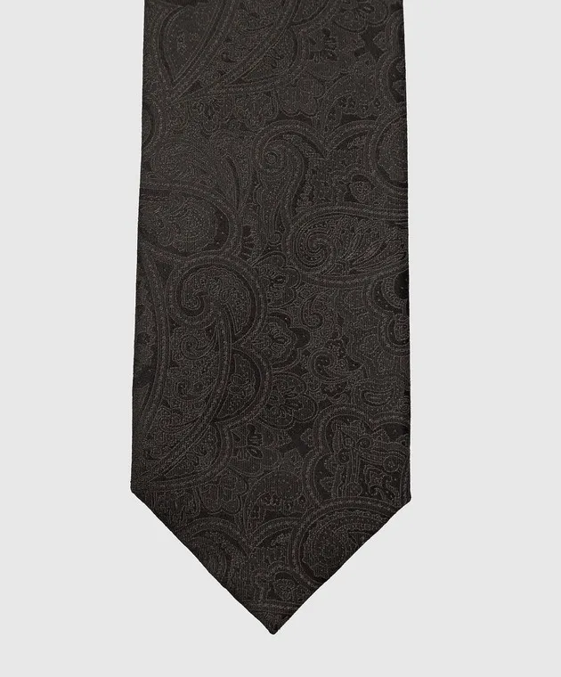 Stefano Ricci Children's silk dark gray patterned tie