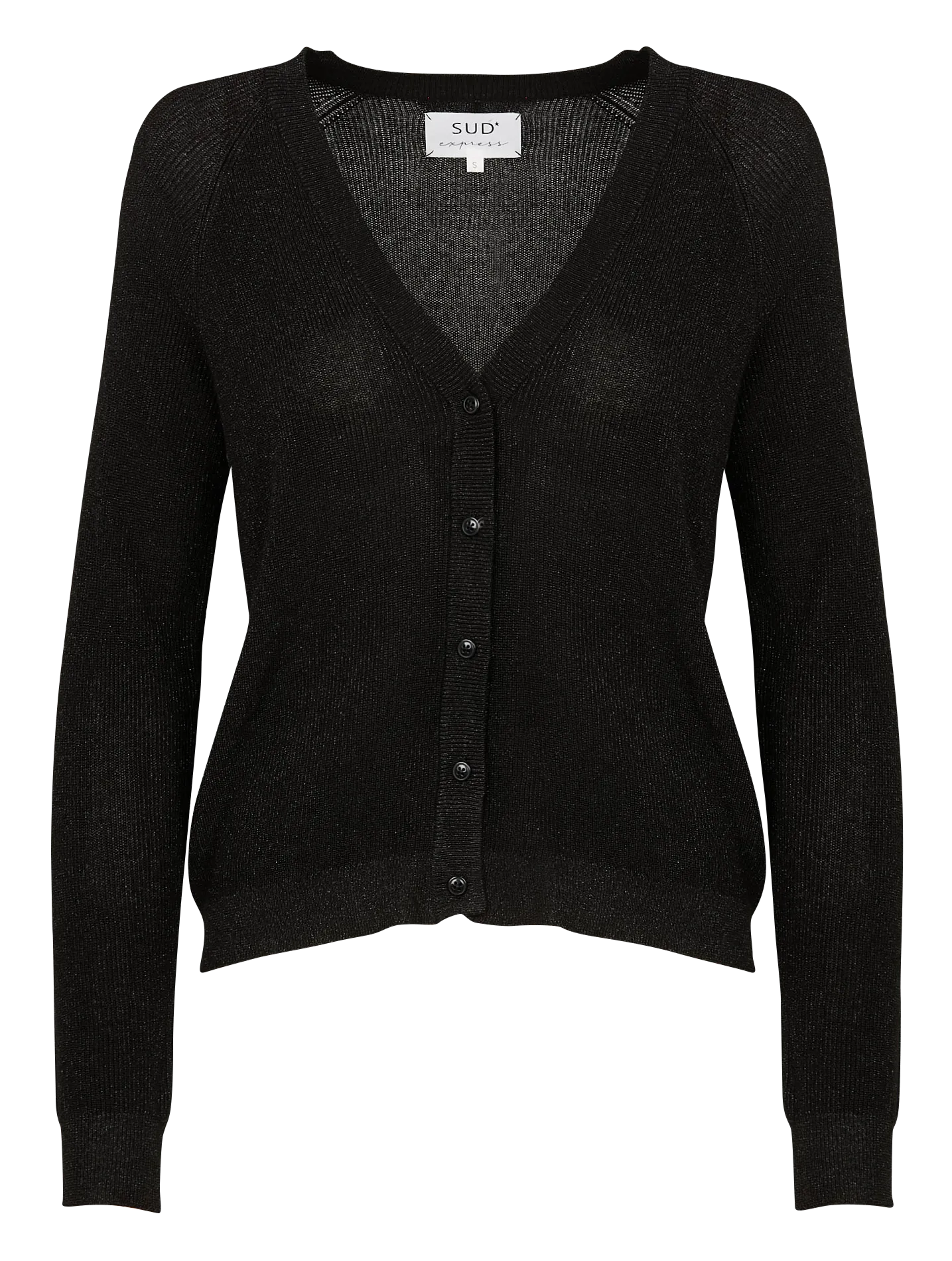 SUD EXPRESS GILY  CáRDIGAN RECTO CON CUELLO DE PICO EN NEGRO