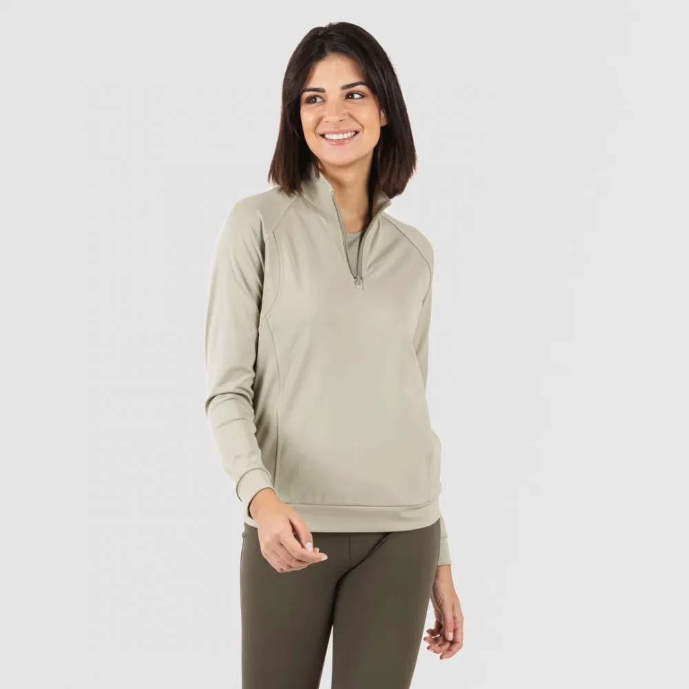 Sudadera deportiva mujer con cremallera y bolsillo verde hoja