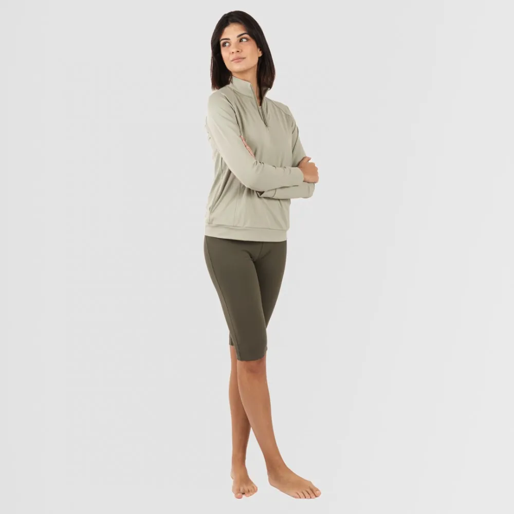 Sudadera deportiva mujer con cremallera y bolsillo verde hoja