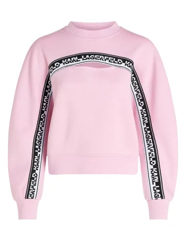 Sudadera rosa recortada con logotipo Karl