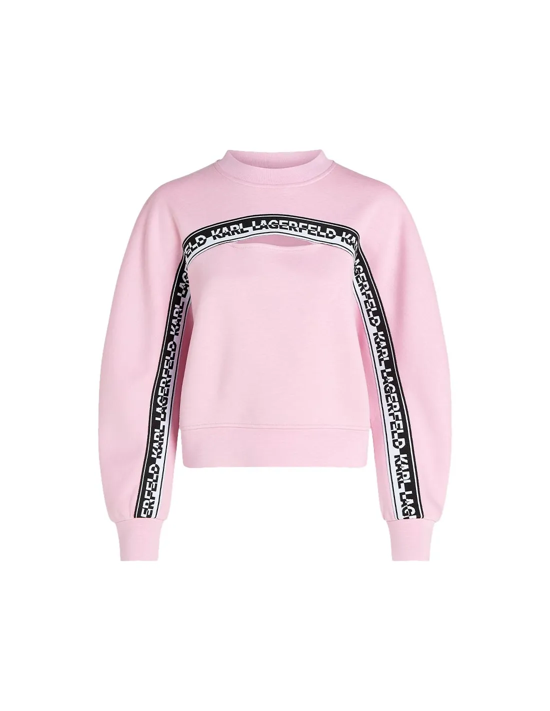 Sudadera rosa recortada con logotipo Karl