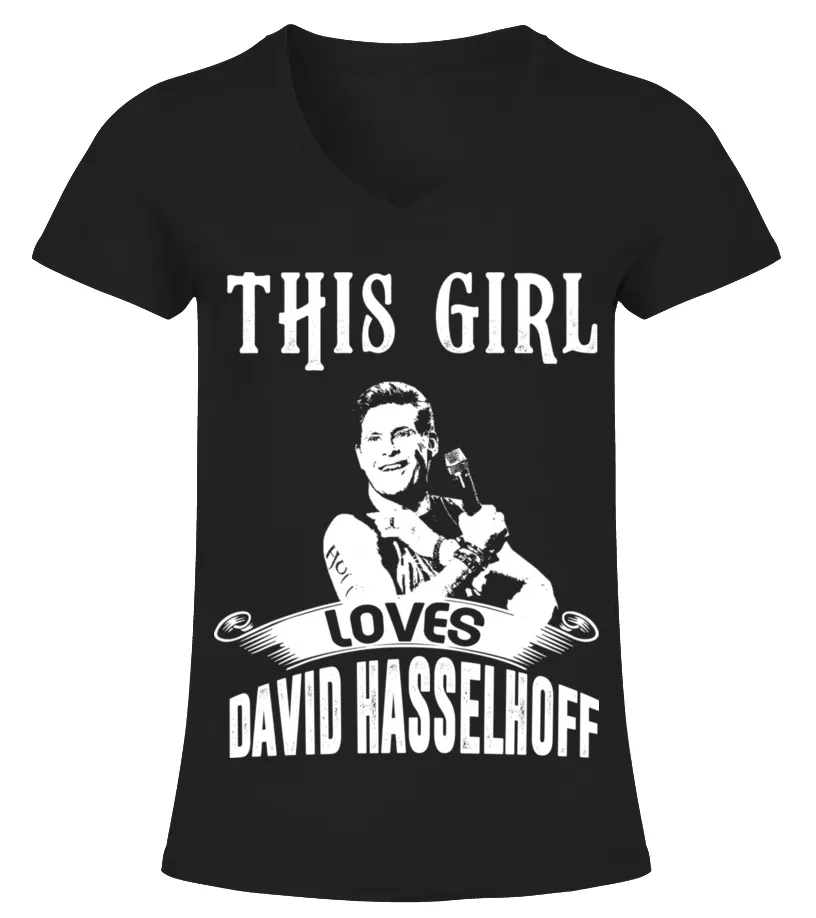 THIS GIRL LOVES DAVID HASSELHOFF Camiseta cuello pico Mujer