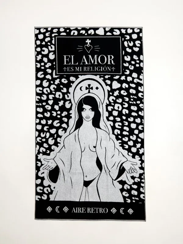 TOALLA ''RELIGIÓN'' NEGRA