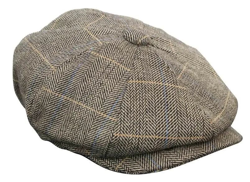 Tweed para hombres check Newsboy Cap