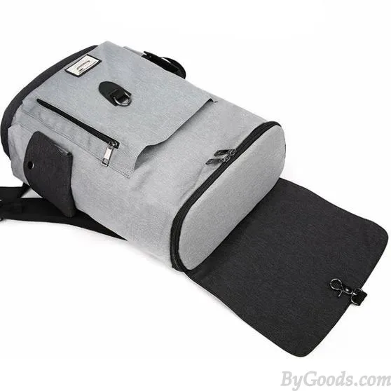 Unique Boy's Canvas Large Capacity Flap School Student Rucksack USB Interface Travel Backpack