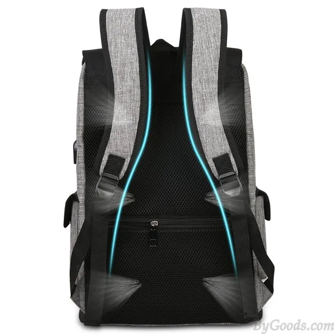Unique Boy's Canvas Large Capacity Flap School Student Rucksack USB Interface Travel Backpack