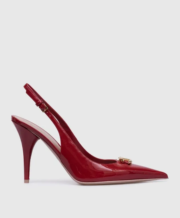 Valentino The Bold Edition red patent leather slingbacks with logo
