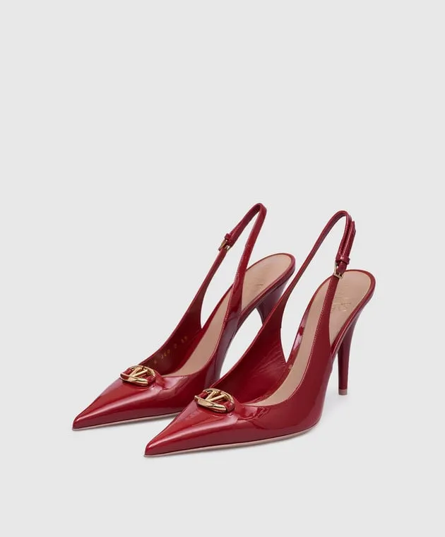 Valentino The Bold Edition red patent leather slingbacks with logo