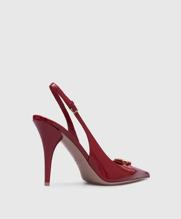 Valentino The Bold Edition red patent leather slingbacks with logo