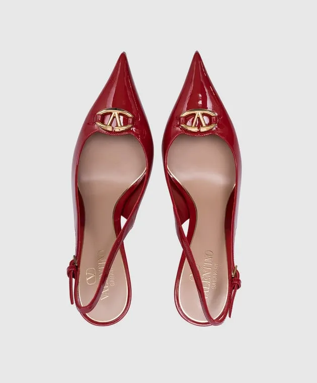Valentino The Bold Edition red patent leather slingbacks with logo