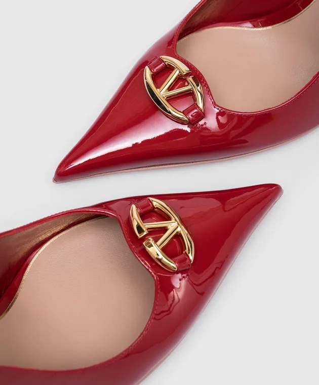 Valentino The Bold Edition red patent leather slingbacks with logo