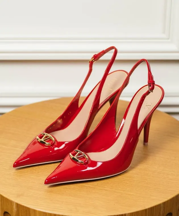 Valentino The Bold Edition red patent leather slingbacks with logo